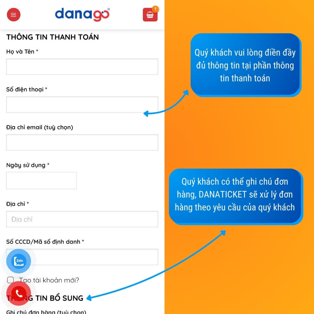 Hướng dân đặt vé online