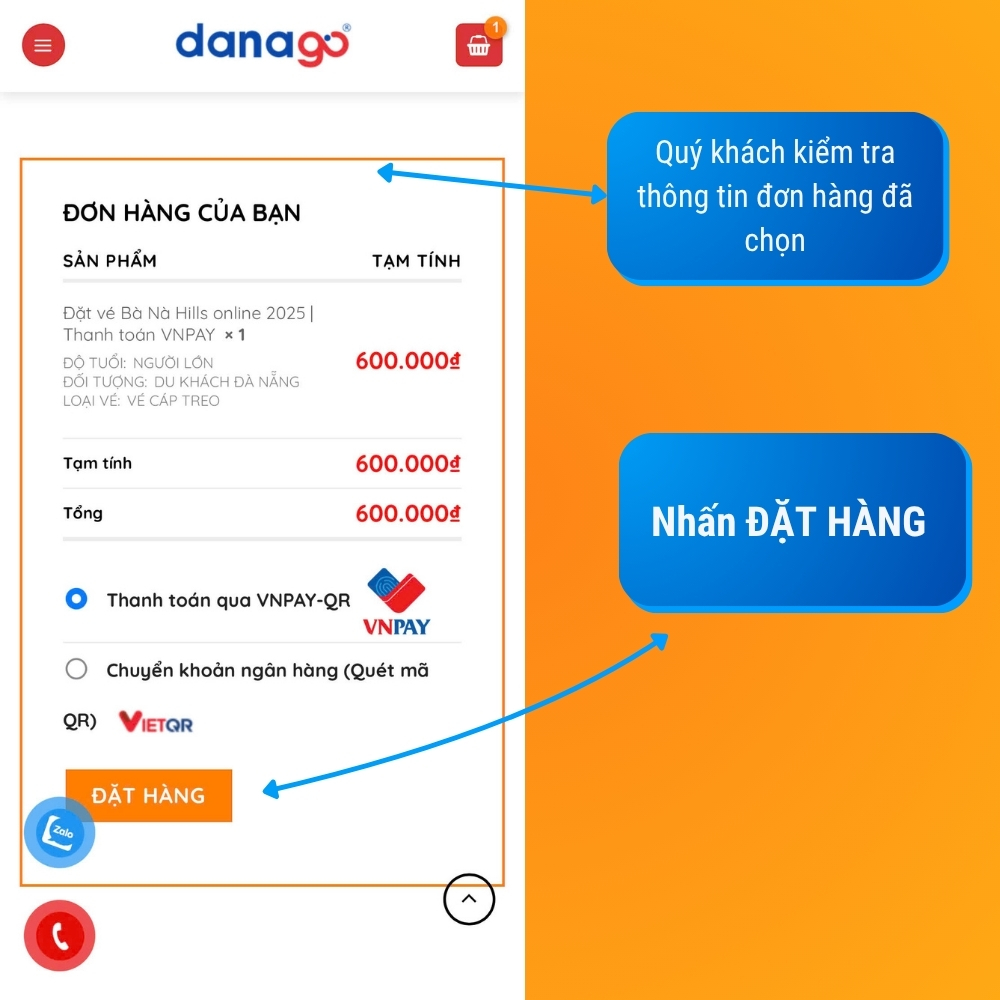 Hướng dẫn đặt vé thanh toán VN PAY
