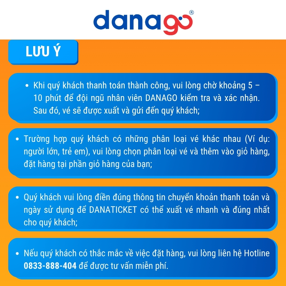 Lưu ý hướng dẫn đặt vé