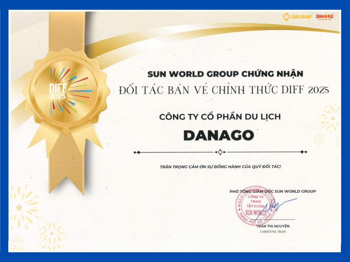 Chứng thư chứng nhận đối tác phân phối vé pháo hoa Đà Nẵng Chứng thư chứng nhận đối tác phân phối vé pháo hoa Đà Nẵng